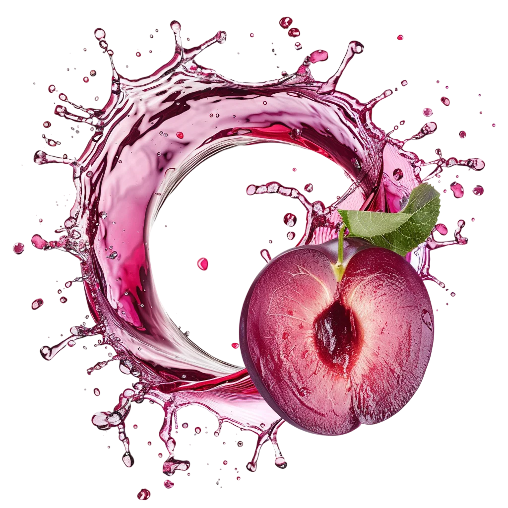 Halved Plum with Magenta Splash Free PNG