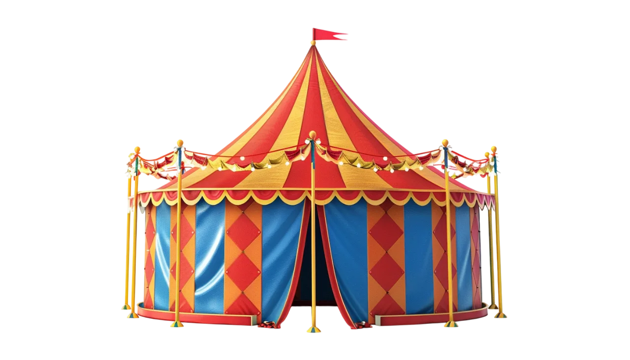 Colorful Circus Tent with Striped Canopy Free PNG