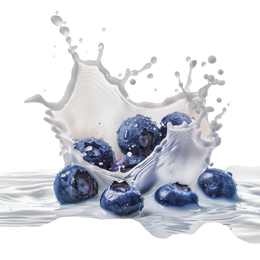 Blueberries in a Dramatic Milk Splash Free PNG