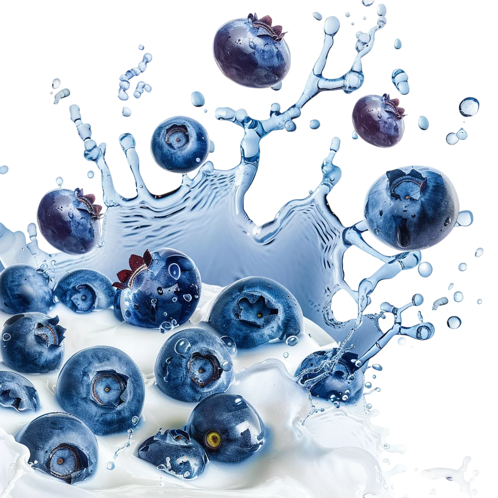 Blueberries Bursting Through a Milk Splash | Free PNG