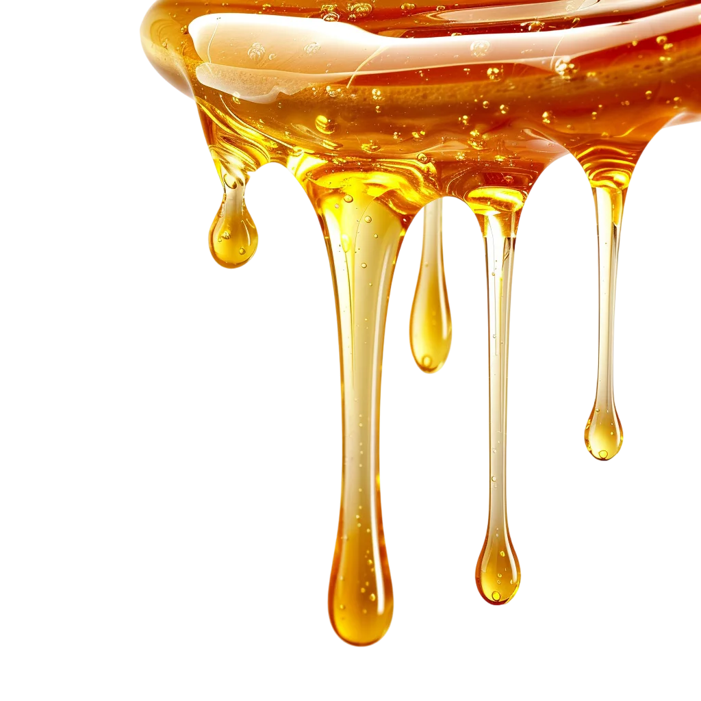 Glossy Golden Honey Dripping in Streams | Free PNG