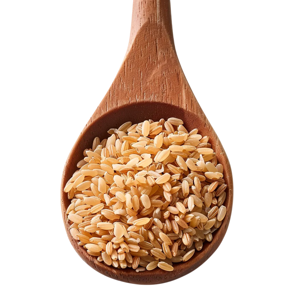 Wooden Spoon Filled with Rice Grains Free PNG