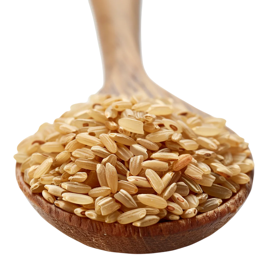 Heap of Brown Rice in a Wooden Spoon | Free PNG
