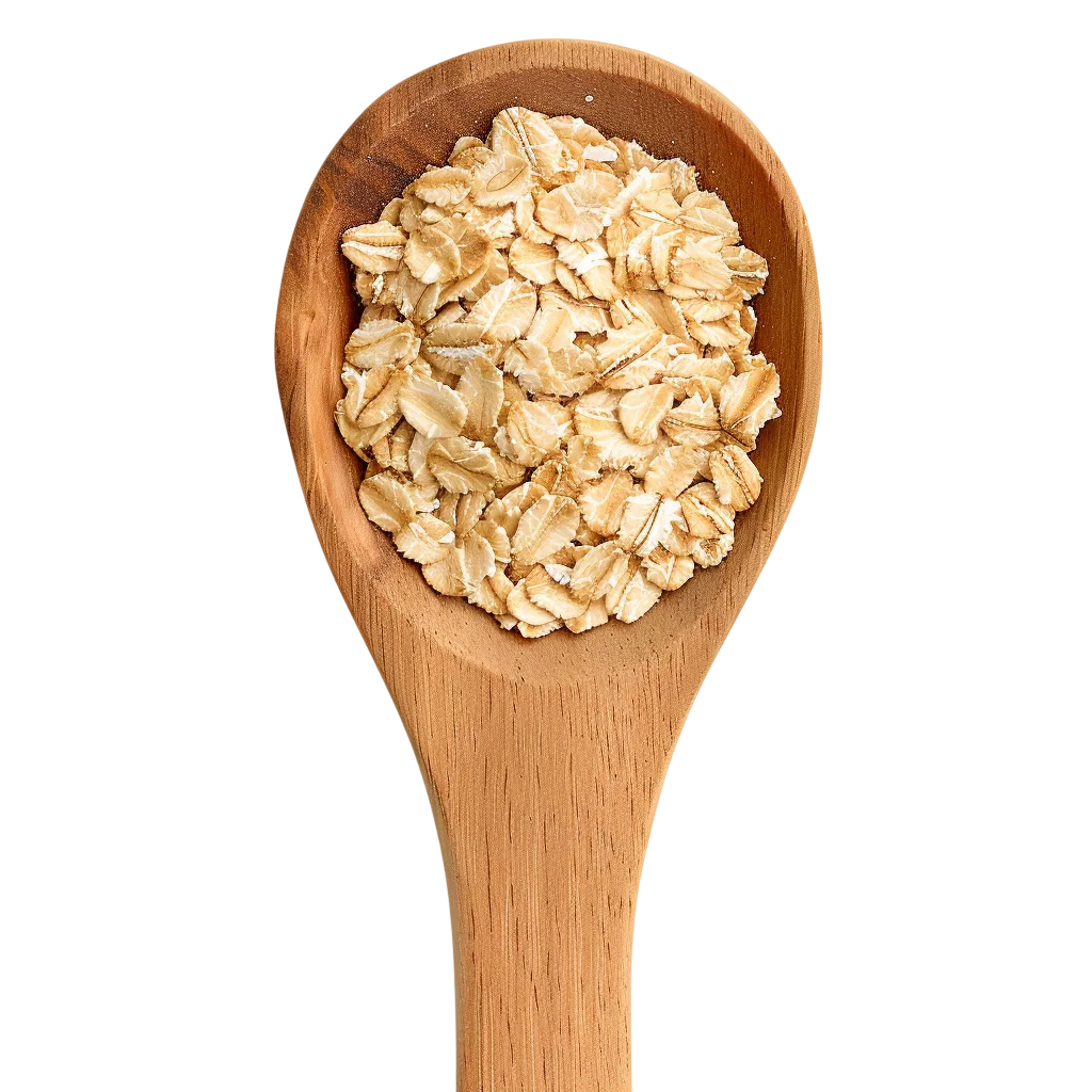 Wooden Spoon Filled with Rolled Oats Free PNG