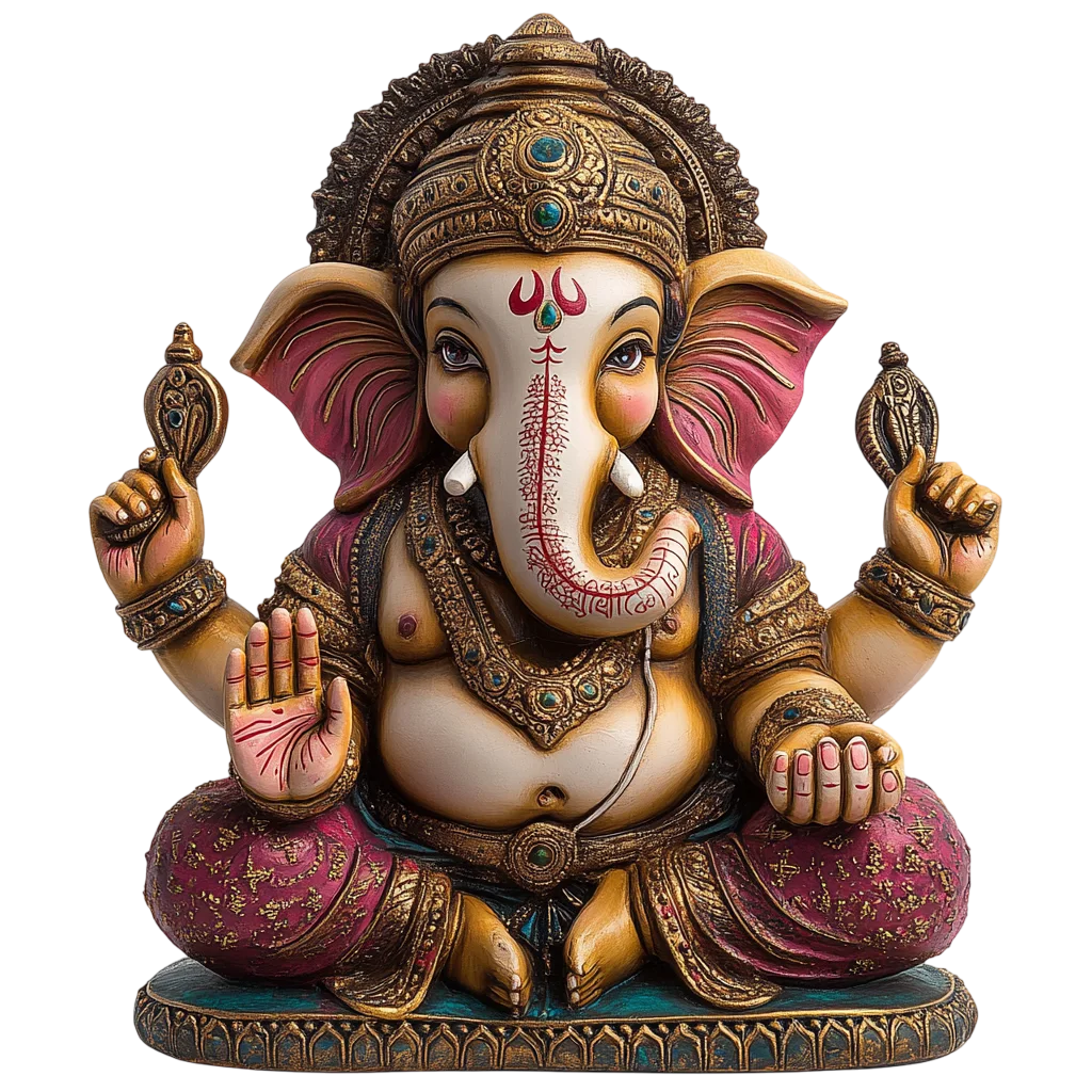 Ornate Seated Lord Ganesha Statue – Free PNG