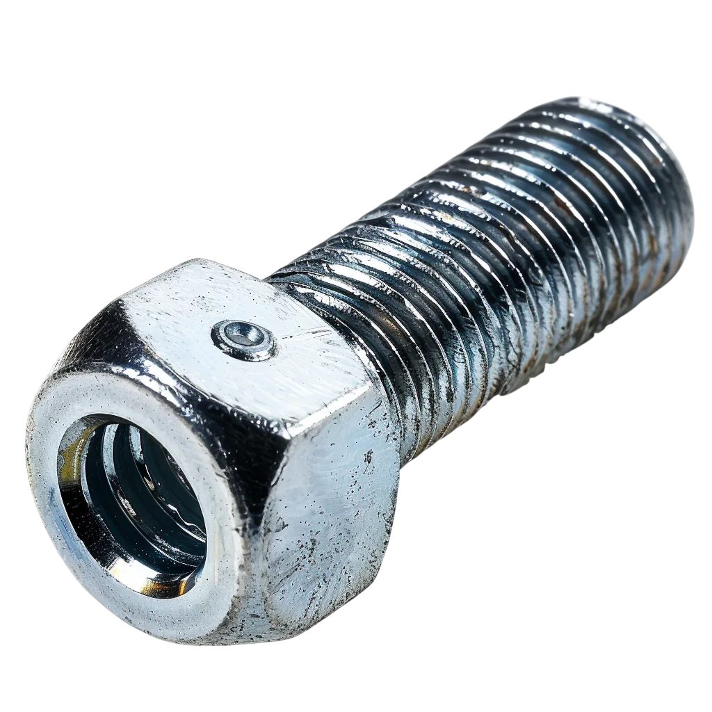 Threaded Metal Fastener with Hexagonal Head - Free PNG