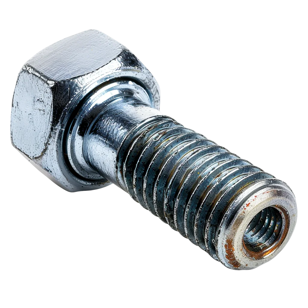 Weathered Threaded Metal Bolt with Hexagonal Head Free PNG