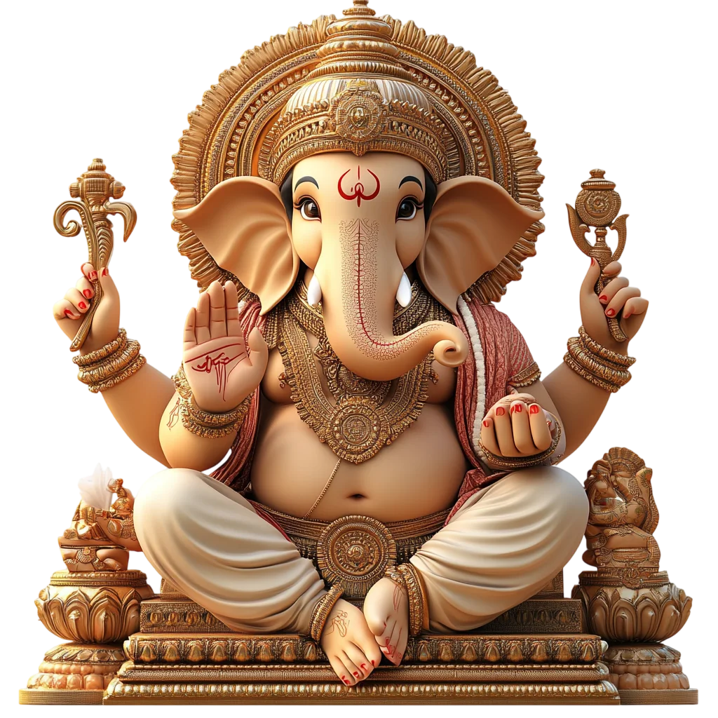 Free PNG of Ornate Golden Lord Ganesha