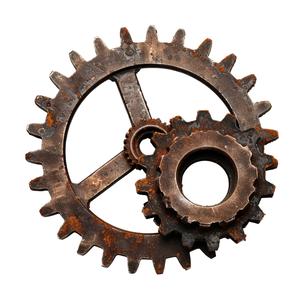 Rusty Interlocking Gears Mechanism - Free PNG