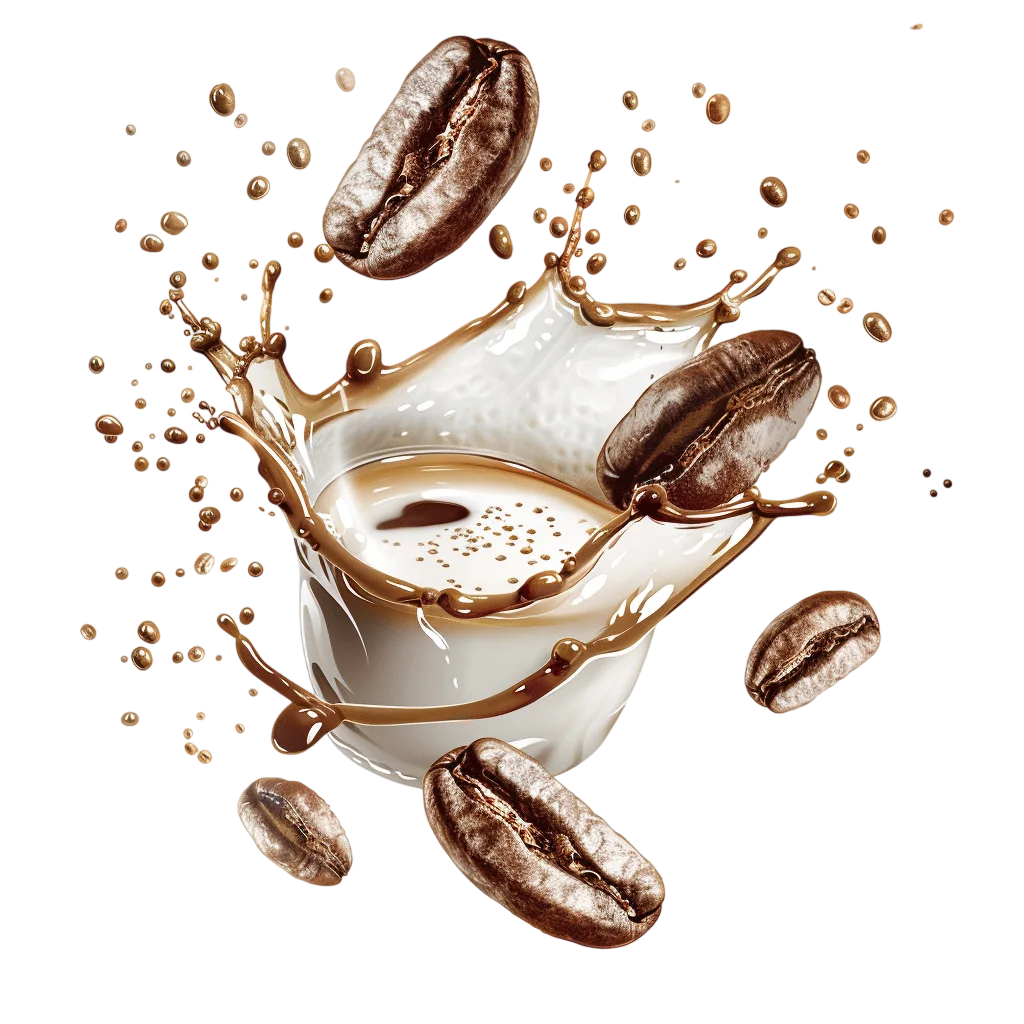Coffee Cup with Splashing Coffee and Beans Free PNG