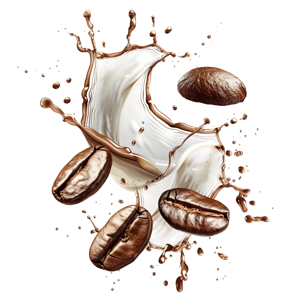 Coffee Beans and Cream Splash Free PNG