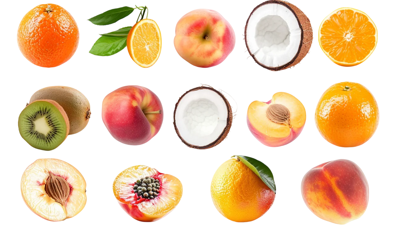 Fresh Fruit Assortment with Whole and Sliced Fruit Free PNG