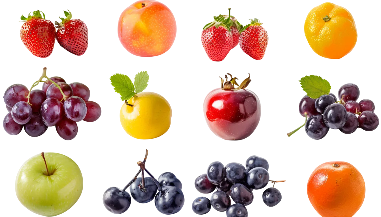Assorted Fresh Fruit on Black Background | Free PNG