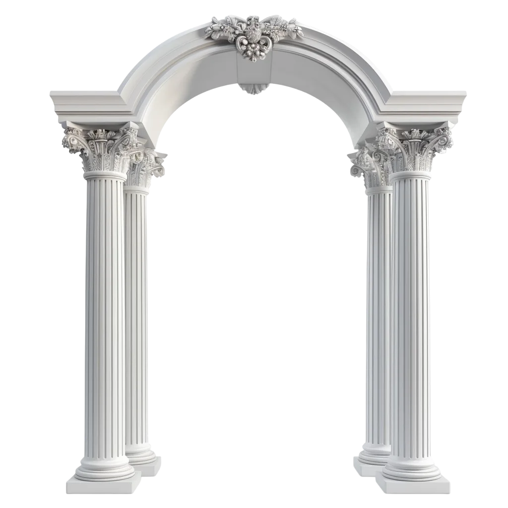 Ornate Classical Arch with Fluted Columns Free PNG