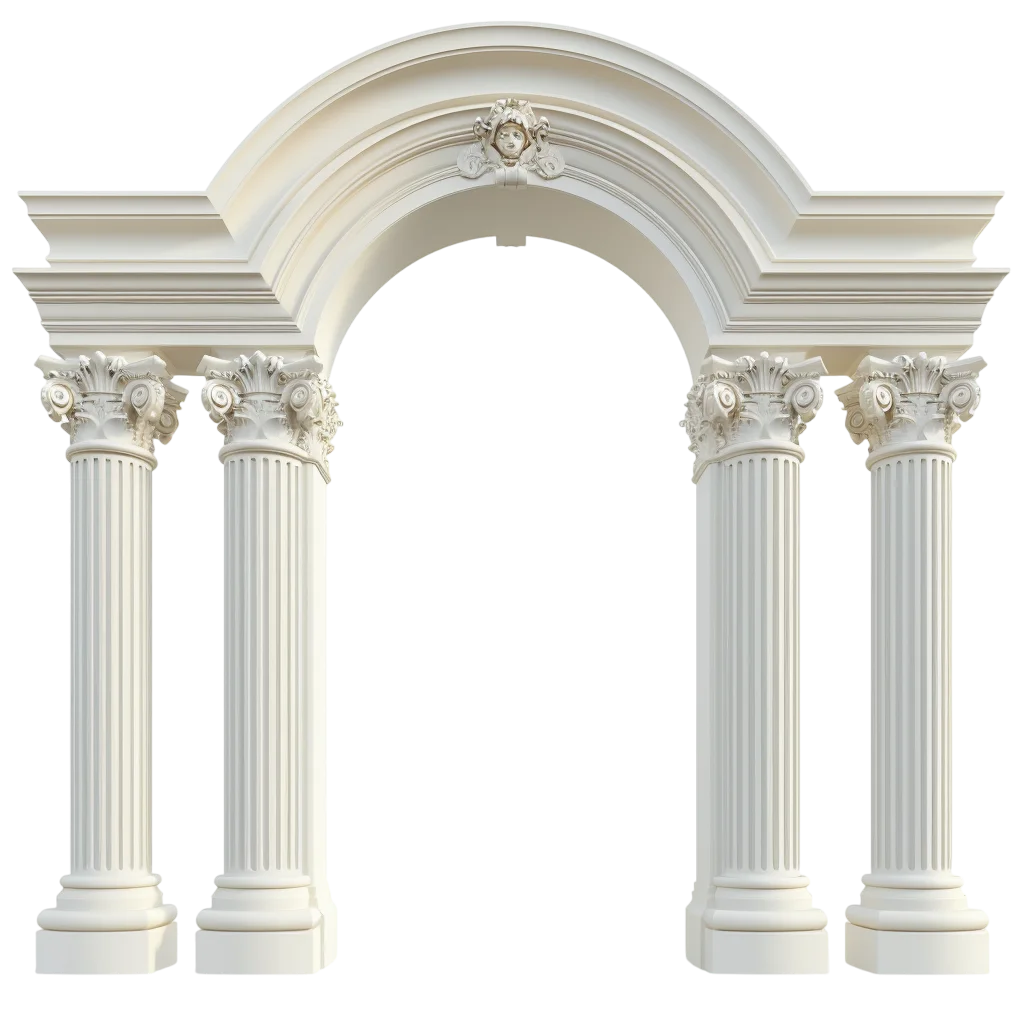 Ornate Classical Arch with Four White Columns | Free PNG