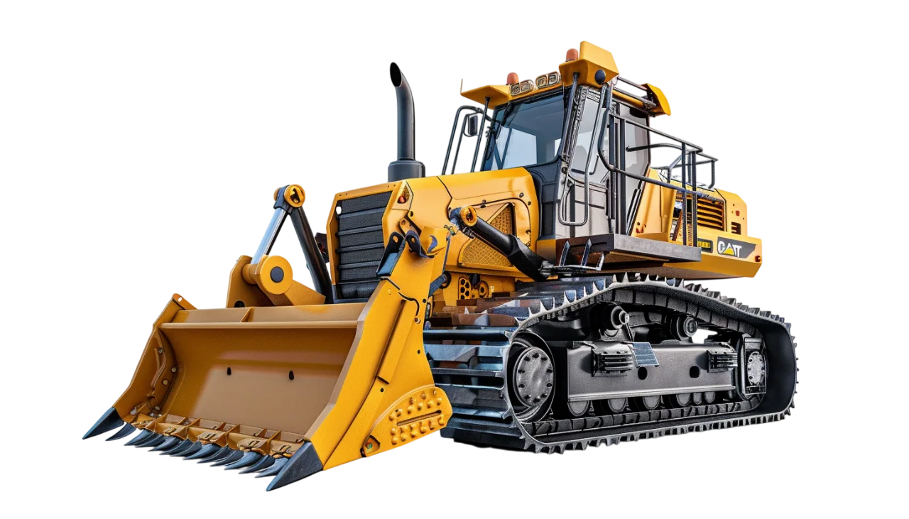 Yellow Tracked Bulldozer with Front Blade Free PNG