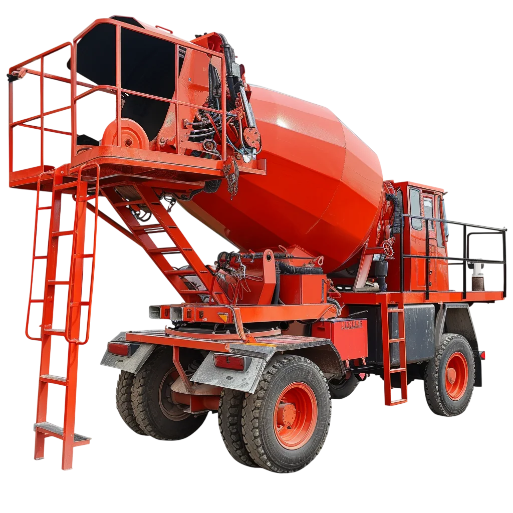 Red Concrete Mixer Truck with Large Drum Free PNG