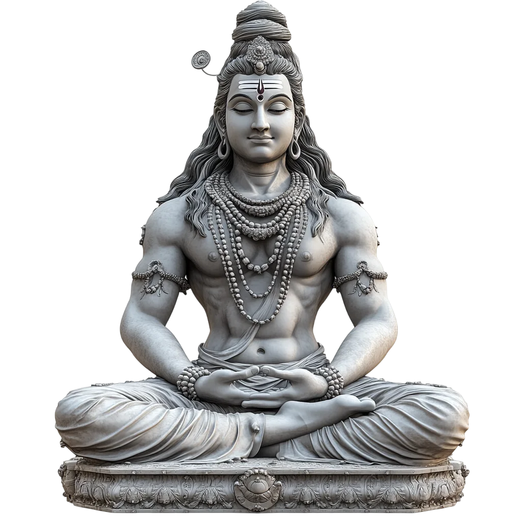 Meditating Lord Shiva Stone Statue Free PNG