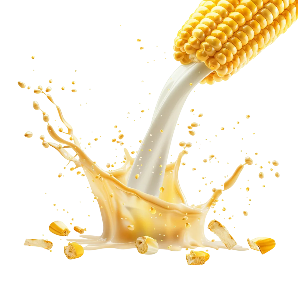 Golden Corn Cob Pouring Creamy Milk Splash Free PNG