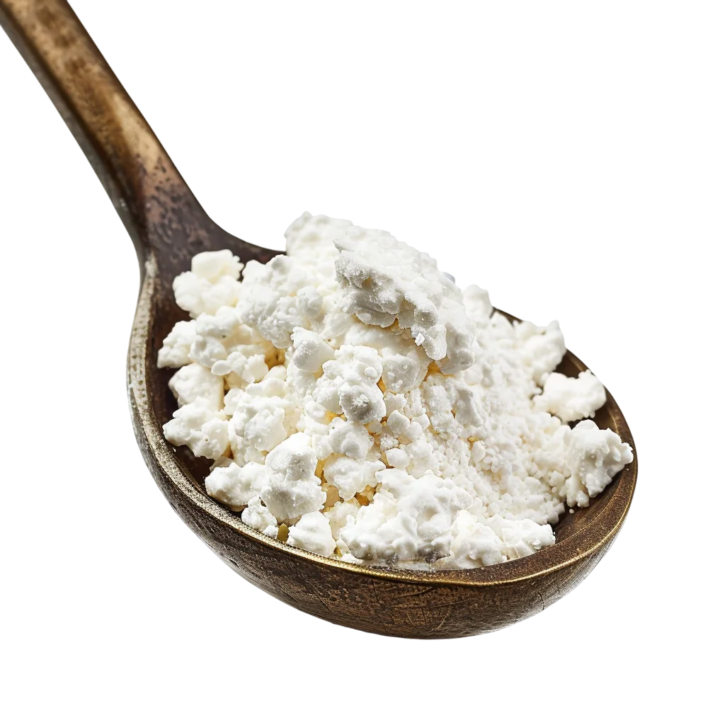 Crumbly White Cheese Curds in a Wooden Spoon - Free PNG