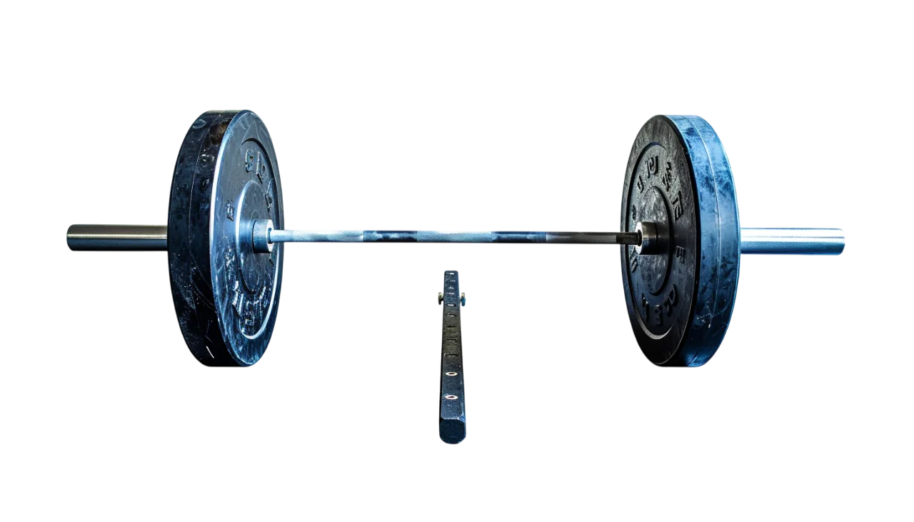Loaded Barbell with Blue Weight Plates Free PNG