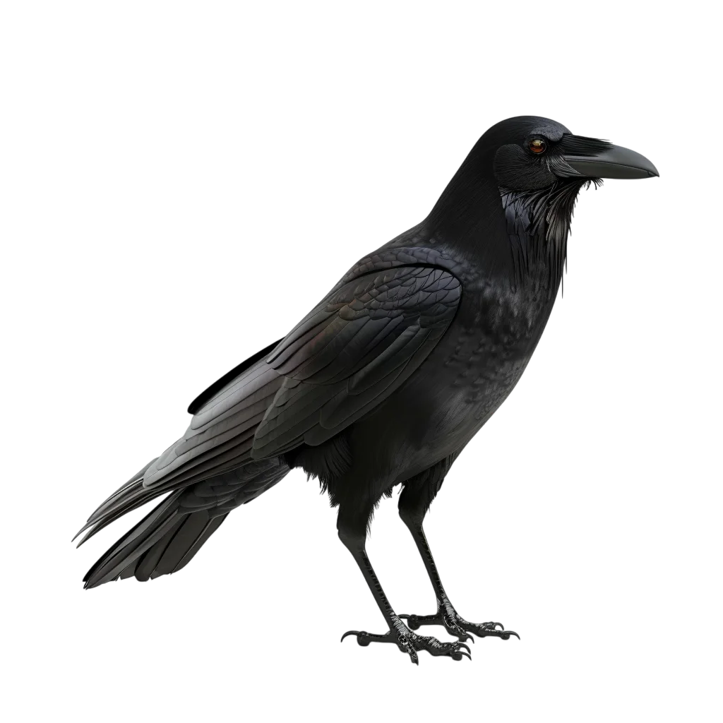 Realistic Black Raven in Profile - Free PNG