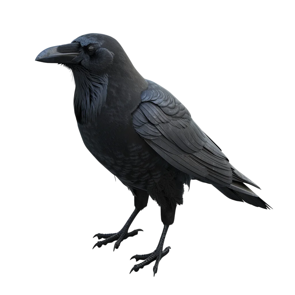 Detailed Black Raven Standing in Profile Free PNG
