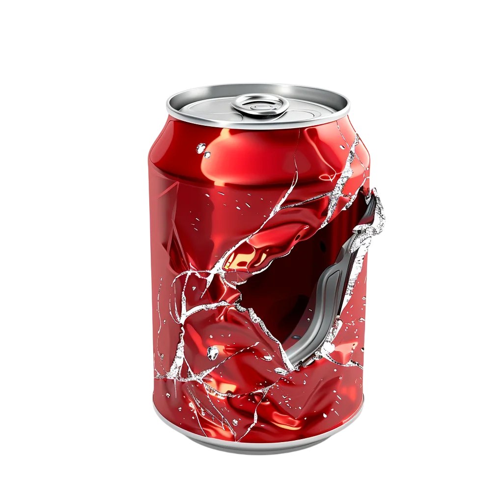 Crushed Red Drink Can with Torn Metal Opening | Free PNG