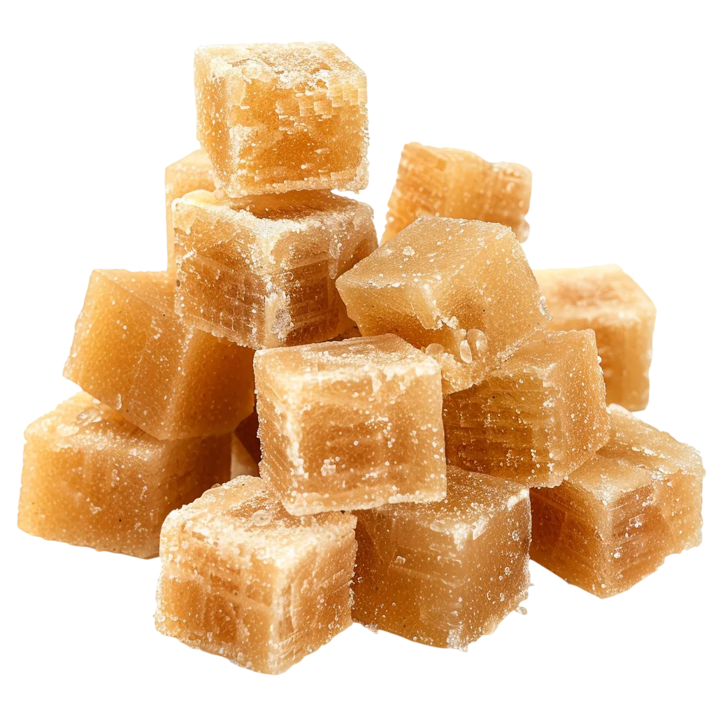 Golden Brown Sugar Cubes on Transparent Background | Free PNG