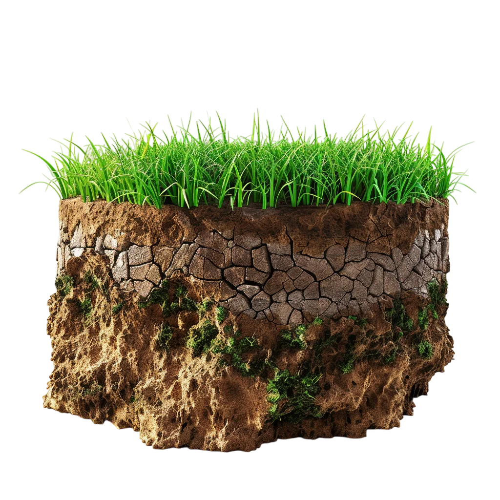Green Grass and Cracked Soil Cutaway Free PNG