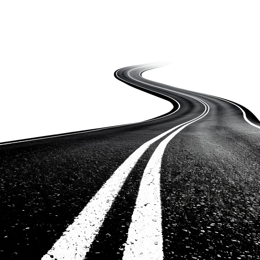Winding Monochrome Road with Double Lines - Free PNG