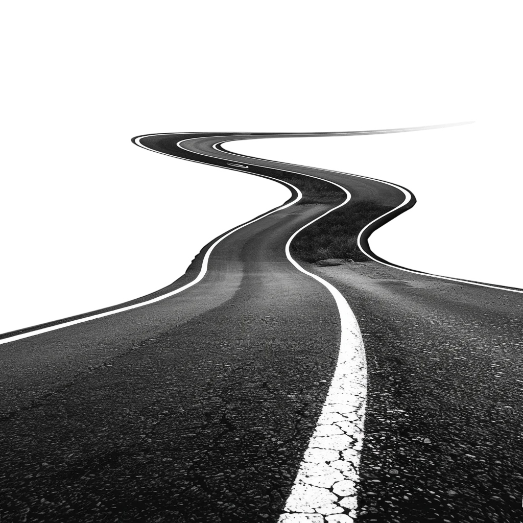 Winding Asphalt Road with White Markings | Free PNG