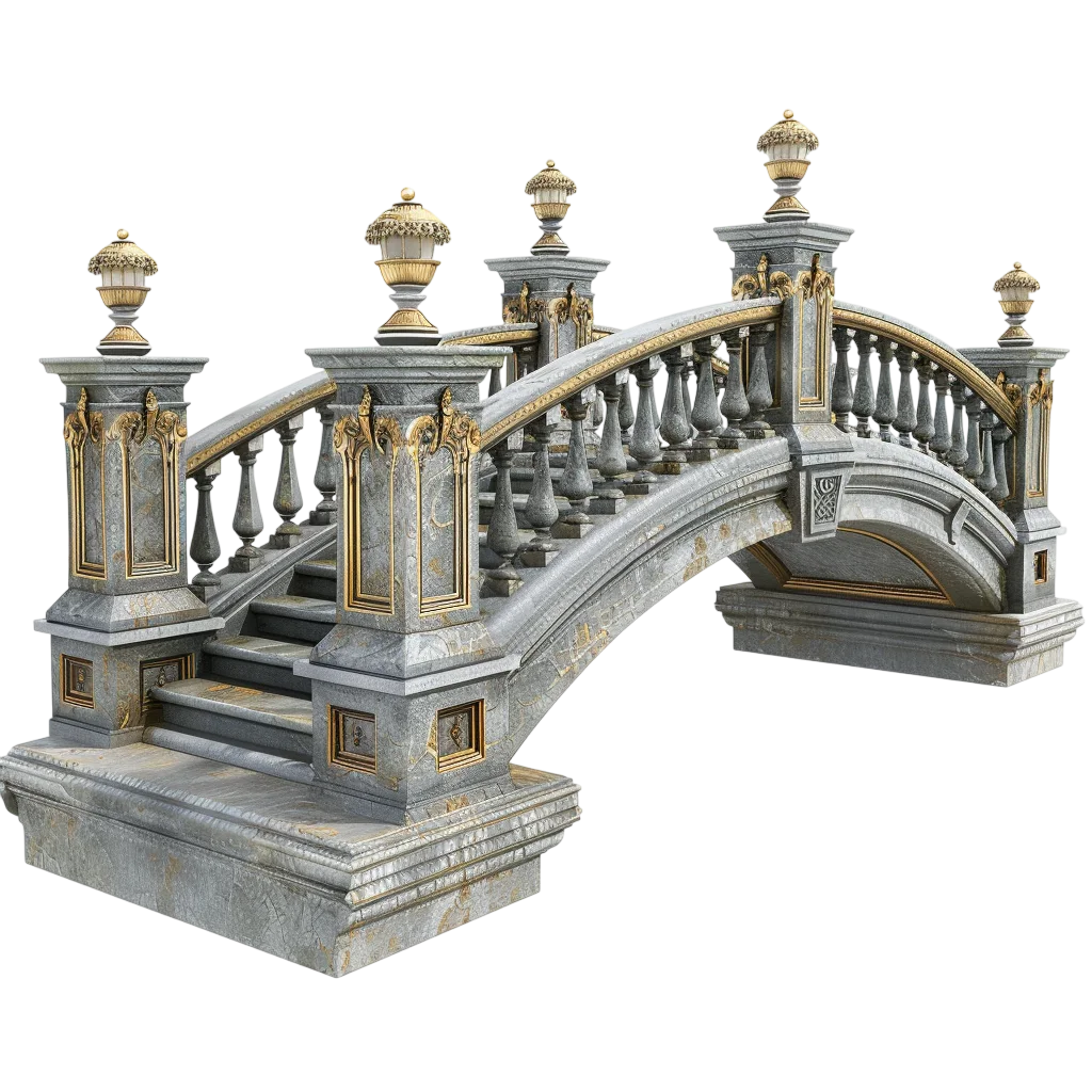 Ornate Marble Bridge with Gold Details Free PNG