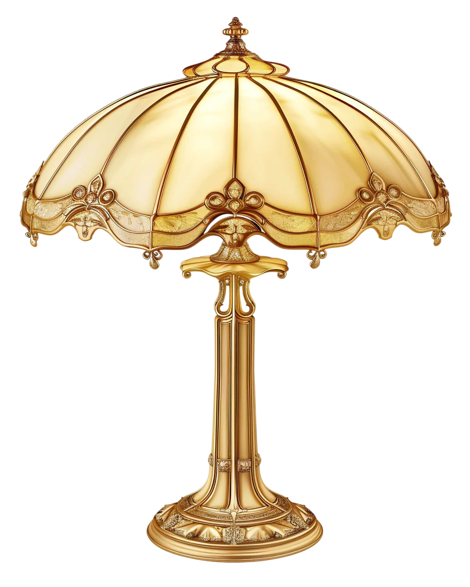 Ornate Gold and Cream Table Lamp Free PNG