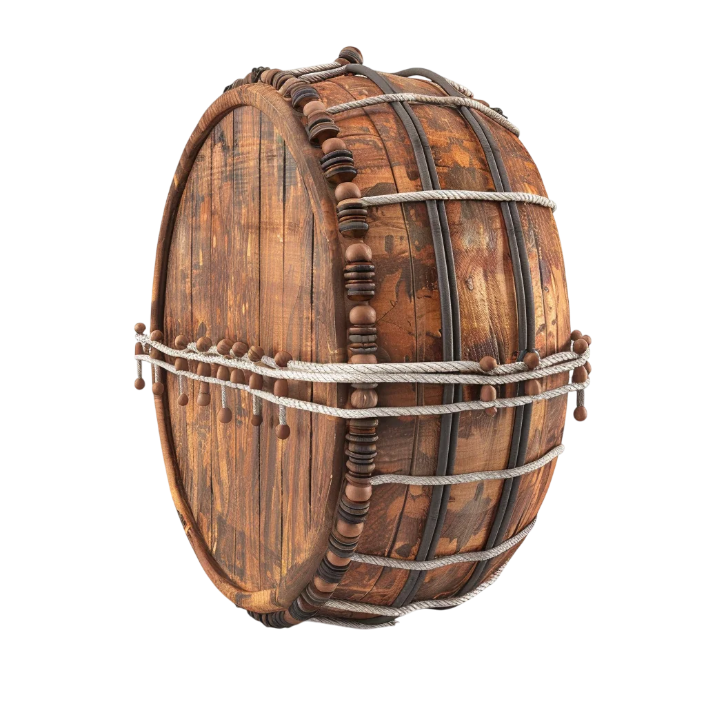 Rustic Rope-Bound Wooden Barrel Free PNG