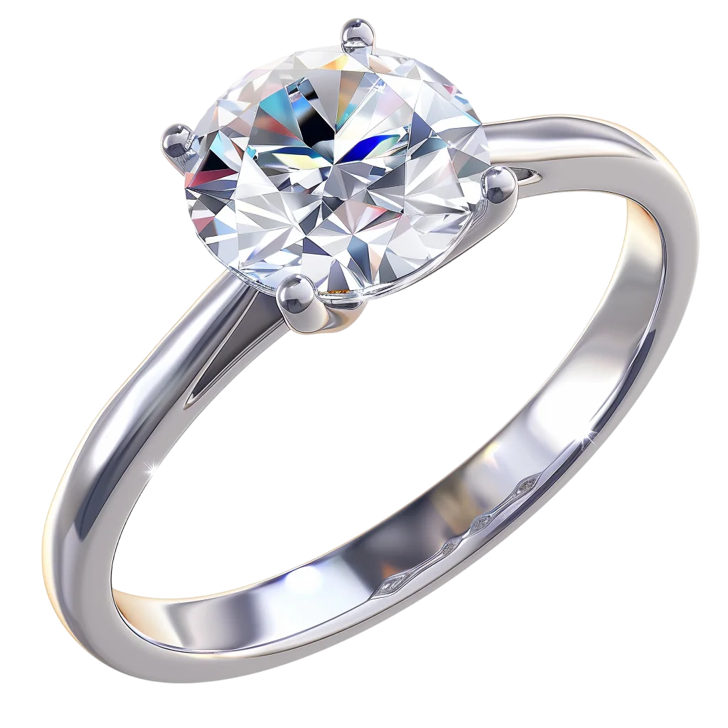 Silver Solitaire Ring with Brilliant Gemstone | Free PNG