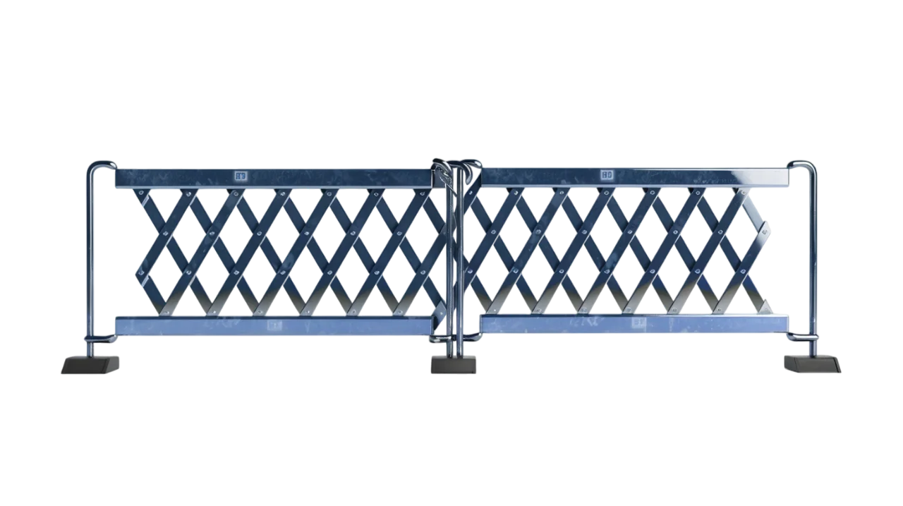 Free PNG of a Blue Expandable Scissor Barrier