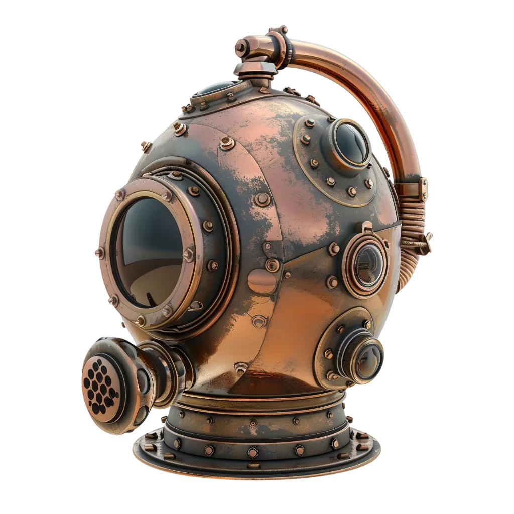 Steampunk Bronze Diving Helmet Free PNG