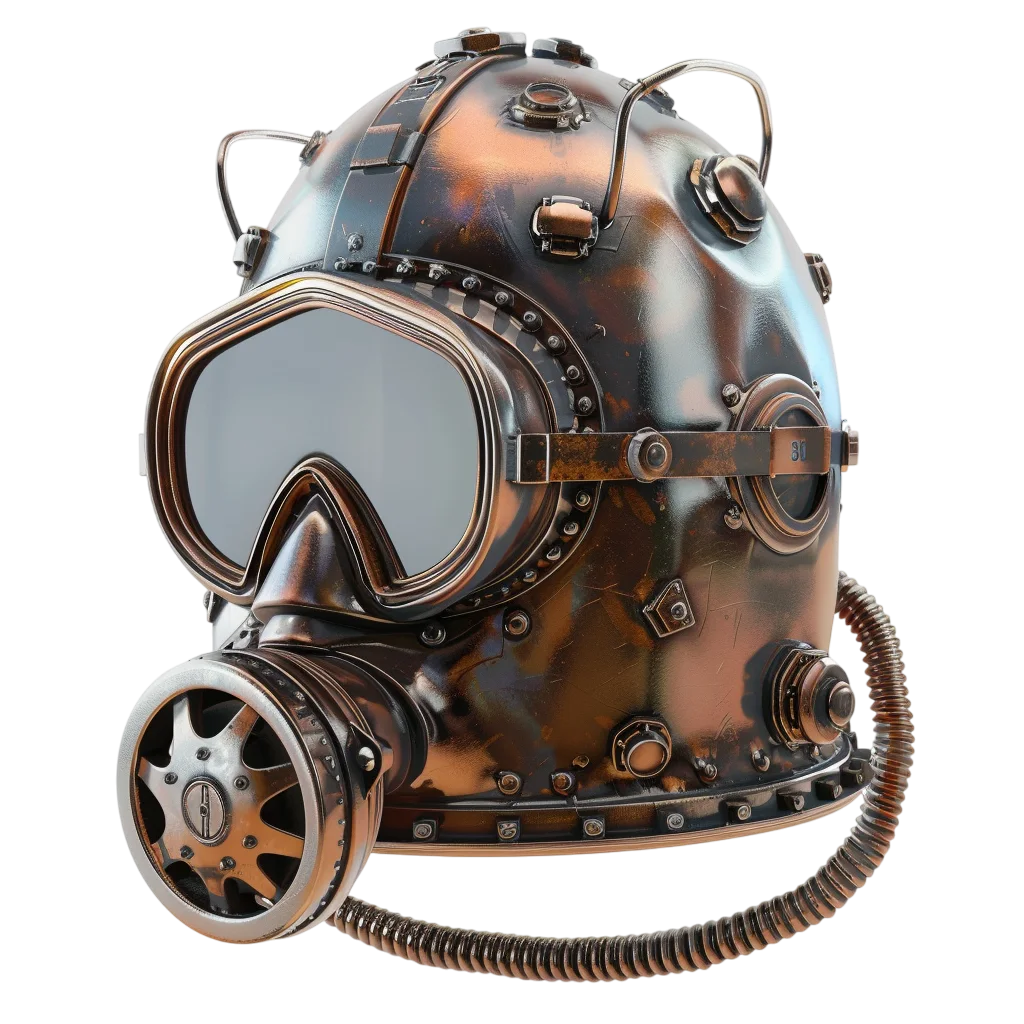 Weathered Steampunk Respirator Helmet Free PNG