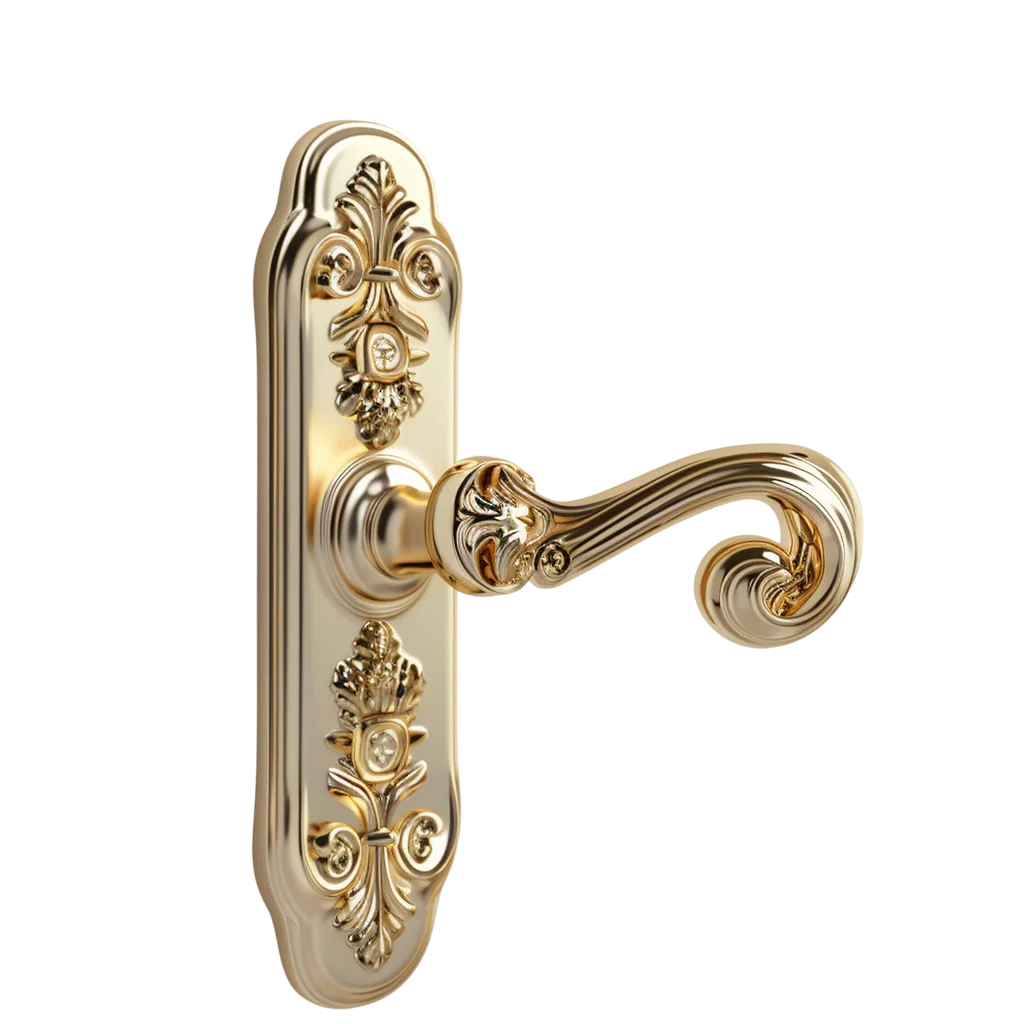Ornate Gold Door Handle on Decorative Backplate Free PNG