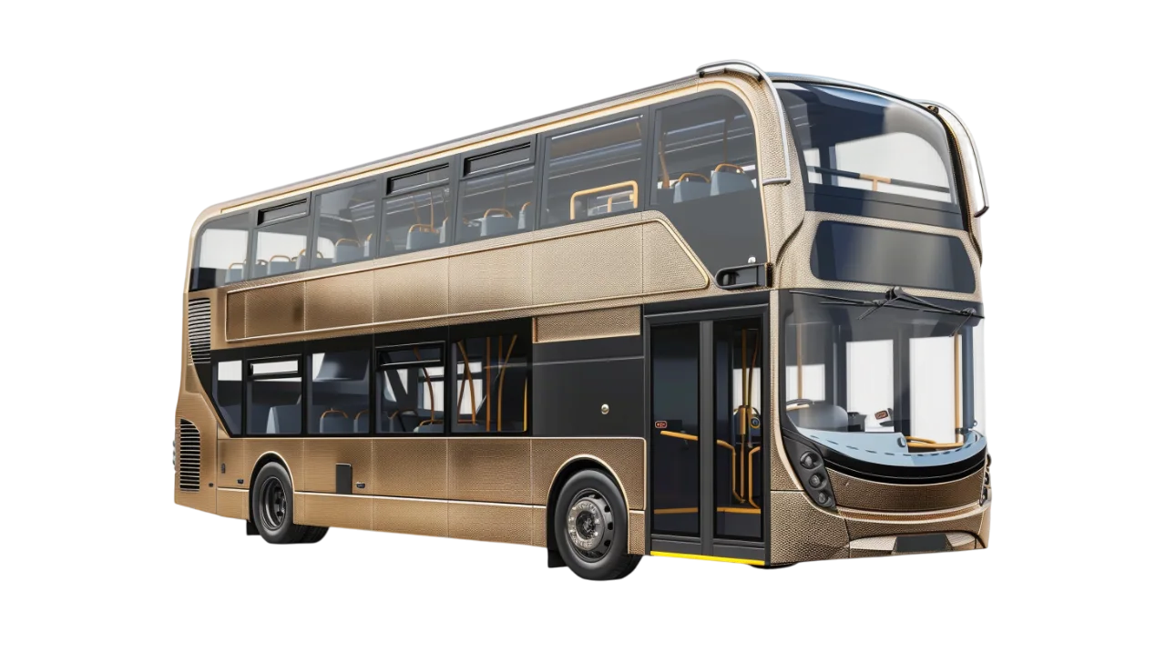 Modern Gold Double-Decker Bus Free PNG