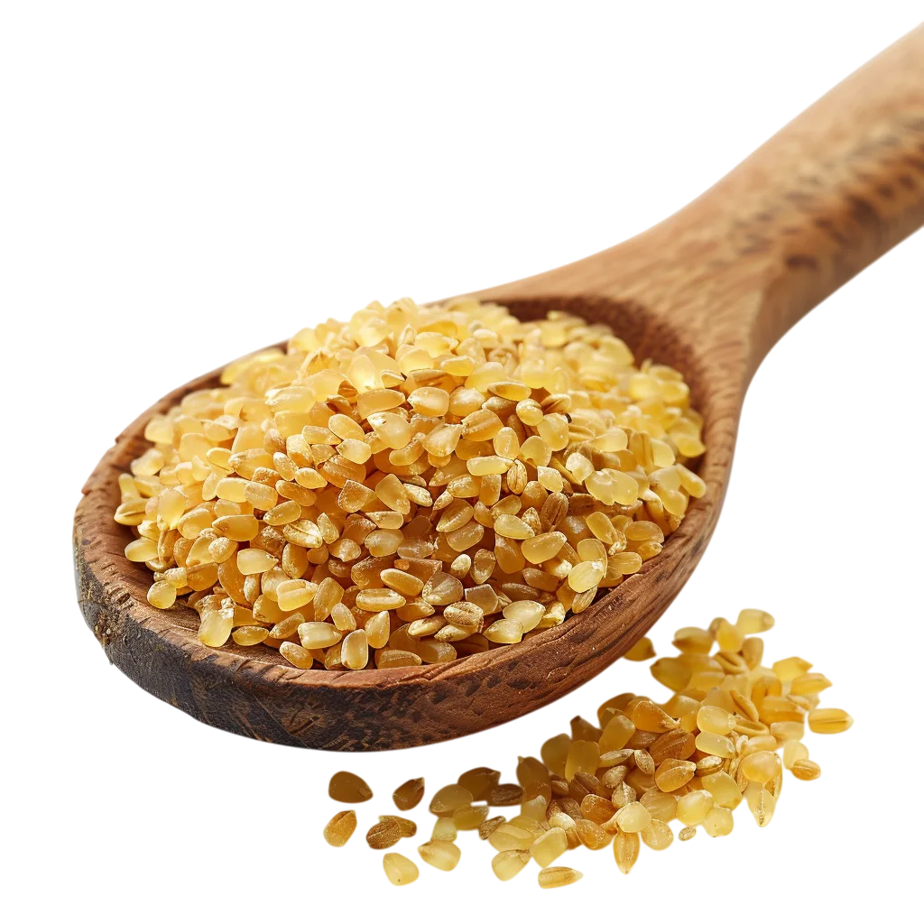 Golden Cracked Wheat in a Wooden Spoon | Free PNG