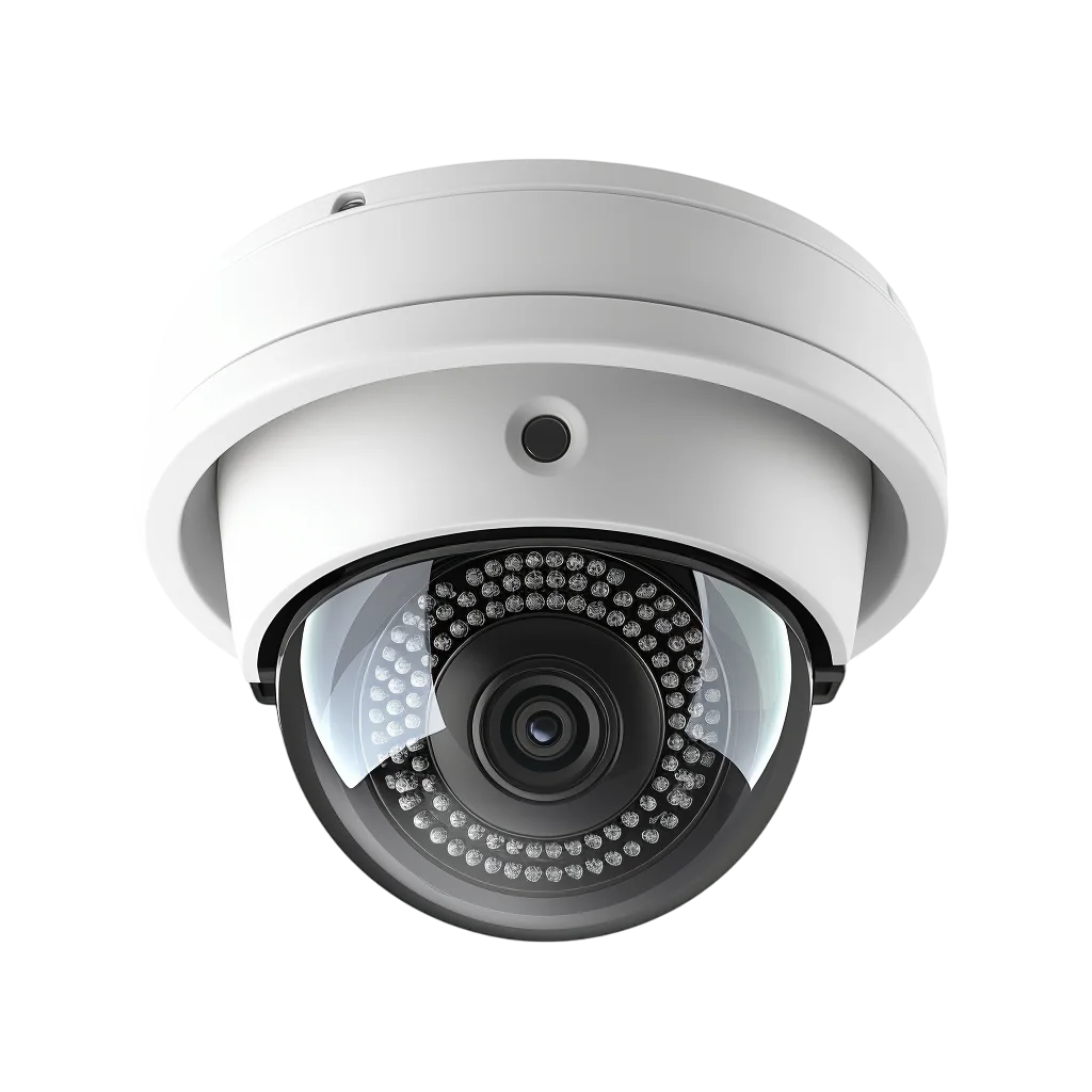 White Dome Security Camera with Infrared LEDs Free PNG