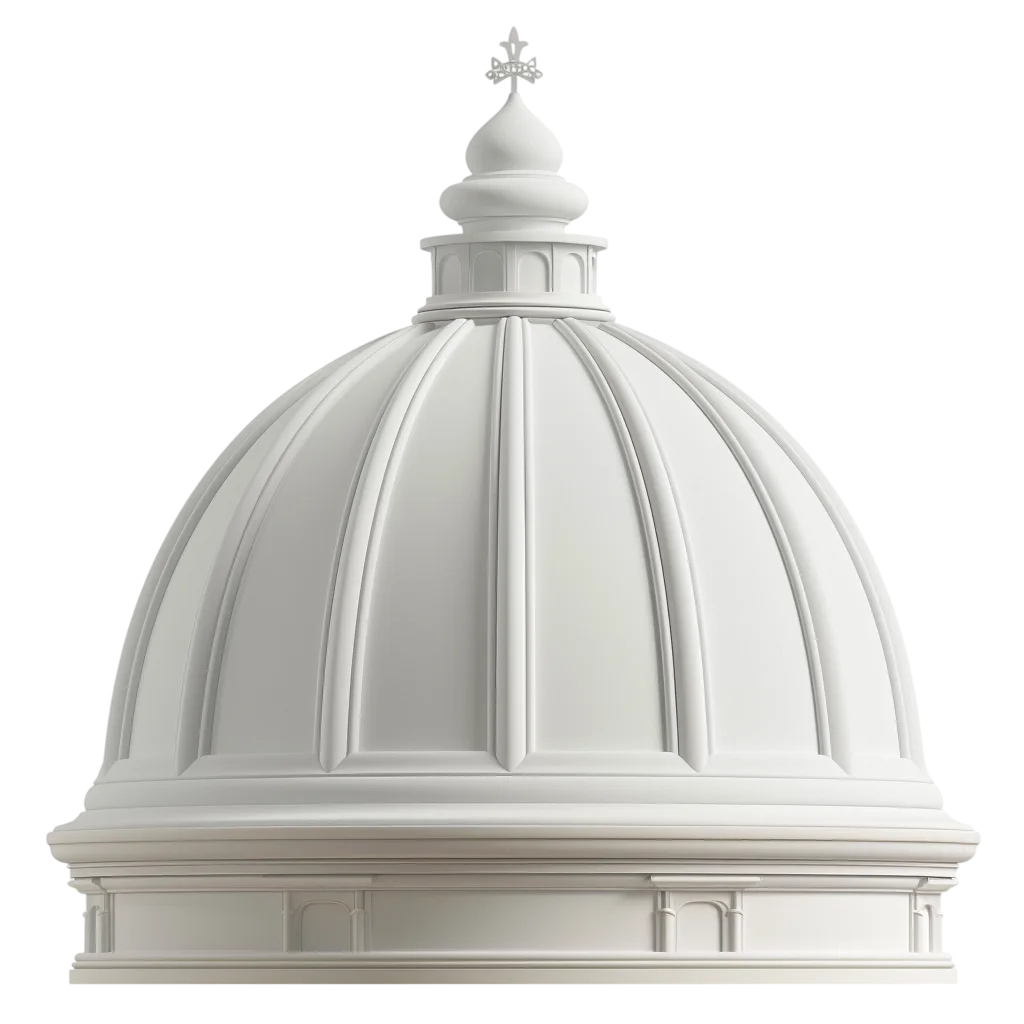 White Classical Church Dome with Cross - Free PNG