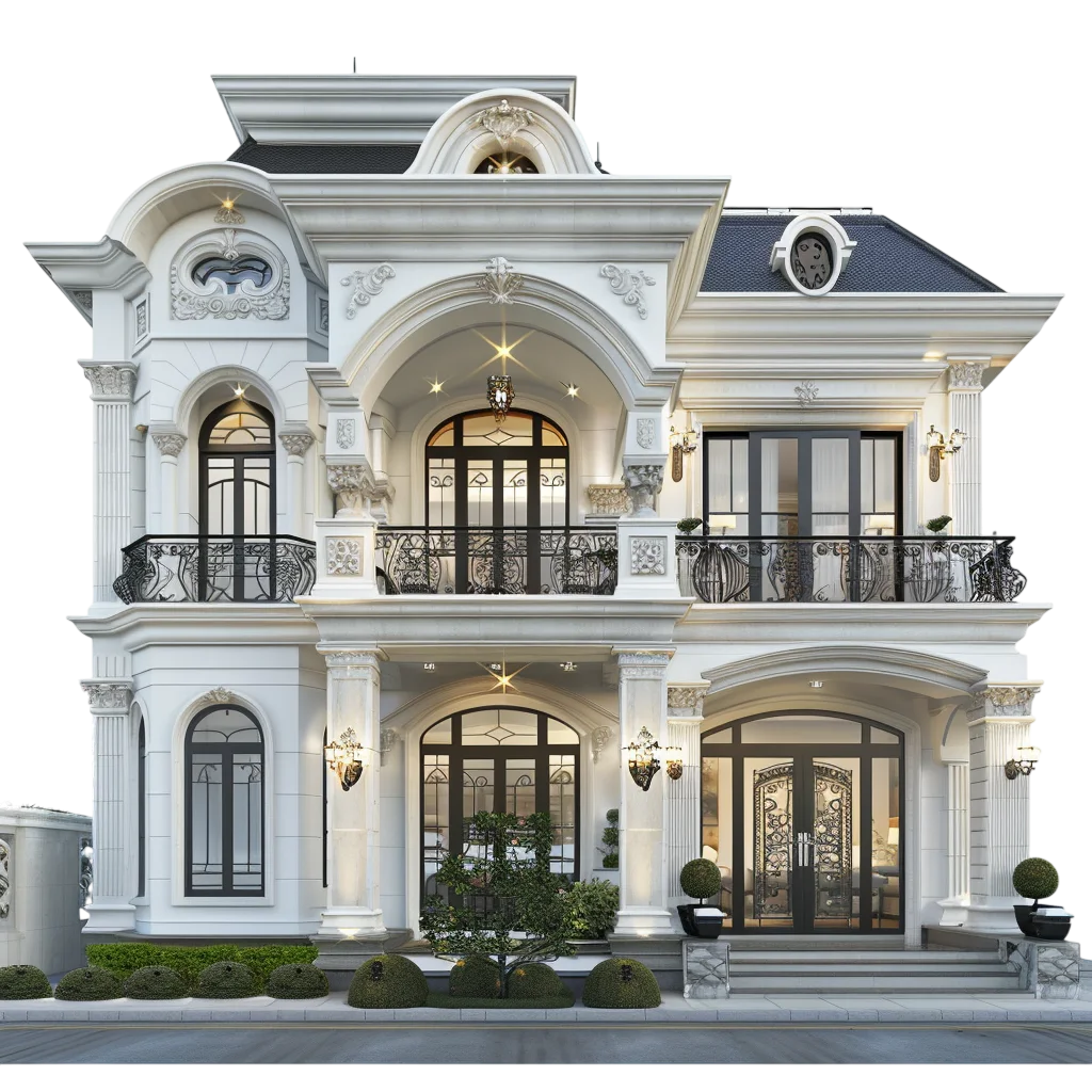 Ornate White Luxury Mansion Free PNG