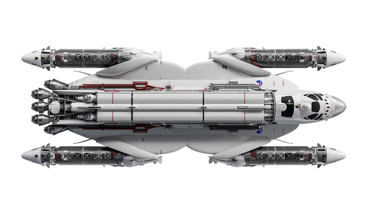 White Futuristic Space Shuttle with Exposed Engines Free PNG