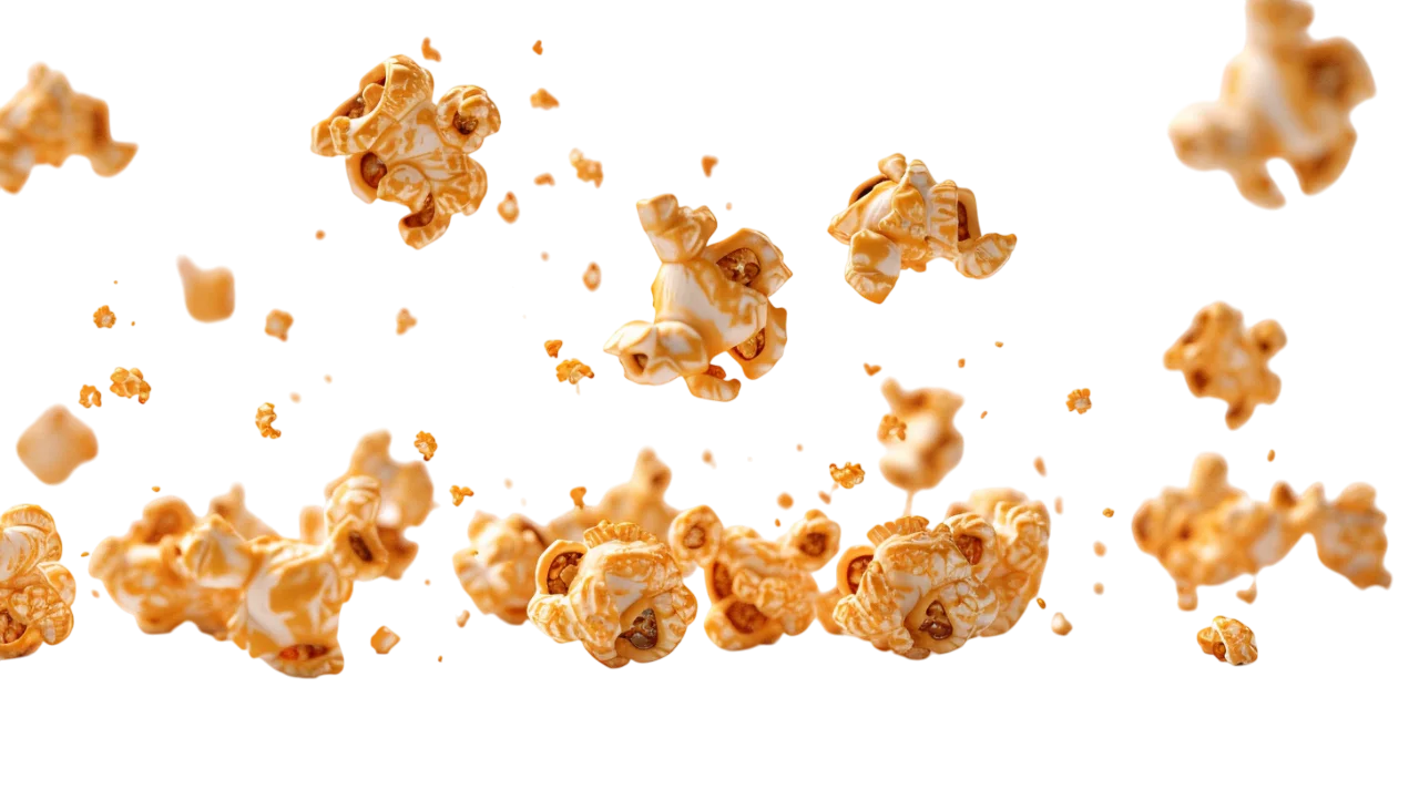 Scattered Caramel Popcorn in Midair - Free PNG