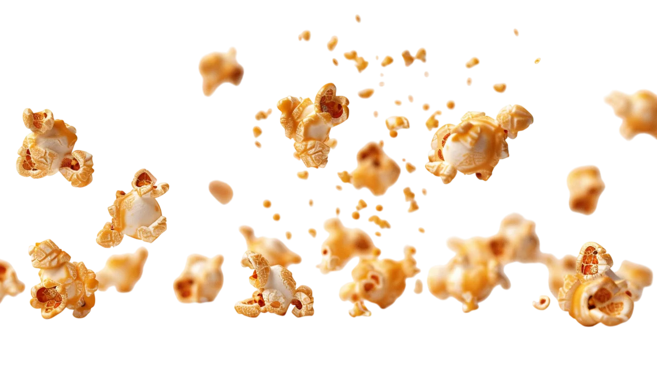 Flying Golden Popcorn Burst Free PNG