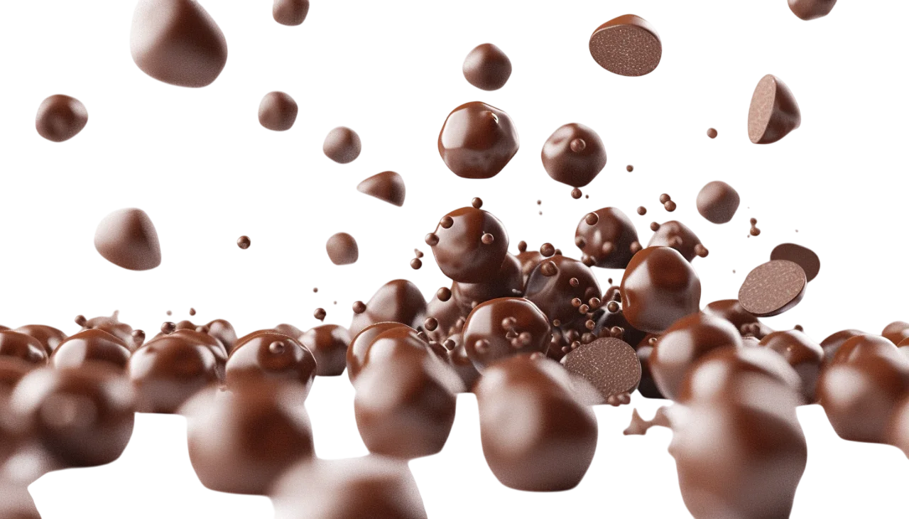 Floating Chocolate Pieces and Drops, Free PNG
