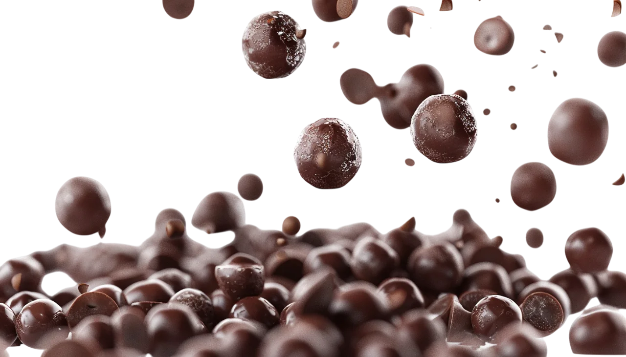 Floating Chocolate Balls Above a Pile | Free PNG